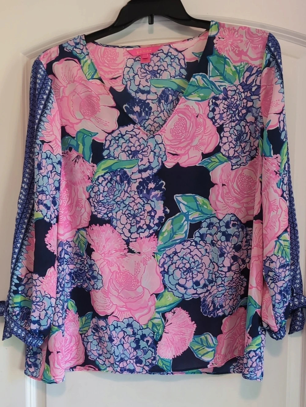 Lilly Pulitzer Floral Blouse in Pink & Blue